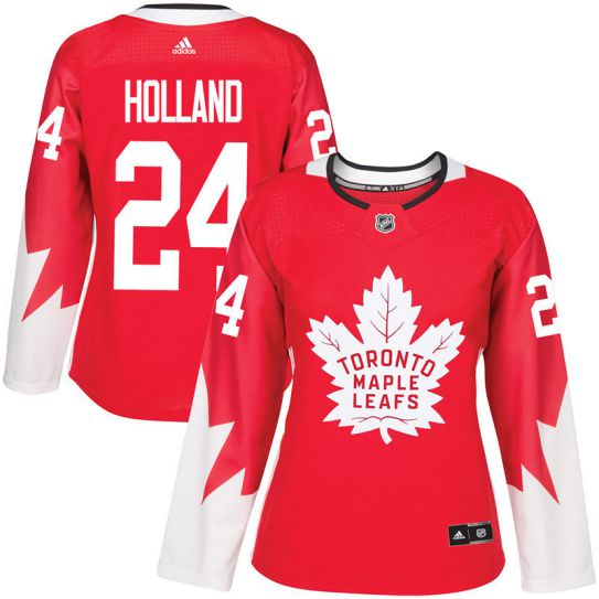 2017 NHL Toronto Maple Leafs women #24 Peter Holland red jersey->women nhl jersey->Women Jersey